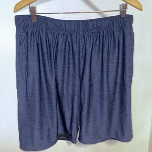Athletic Works Men's XL Shorts Blue Elastic Waist Stretch 9" Inseam w/ Pockets